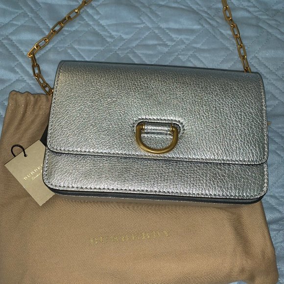 BURBERRY Leather D-Ring Metallic Crossbody Bag - Picture 1 of 6